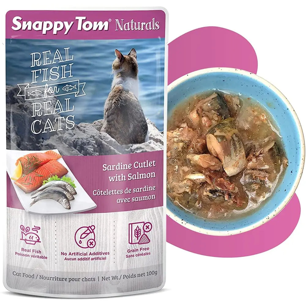 Snappy Tom Naturals Wet Cat Food: Sardine Cutlet with Salmon Delight