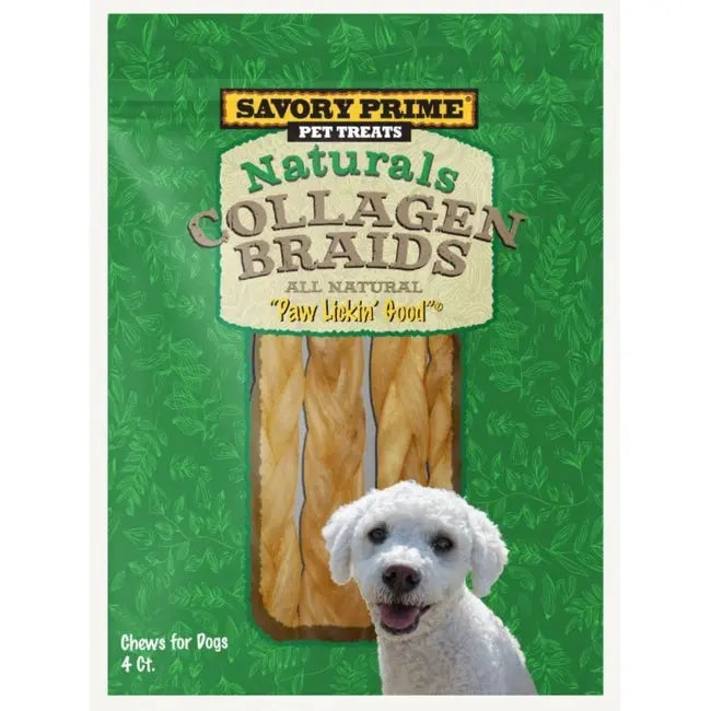 Savory Prime Naturals All - Natural Collagen Braids: Premium Healthy Chews for Delighted Dogs