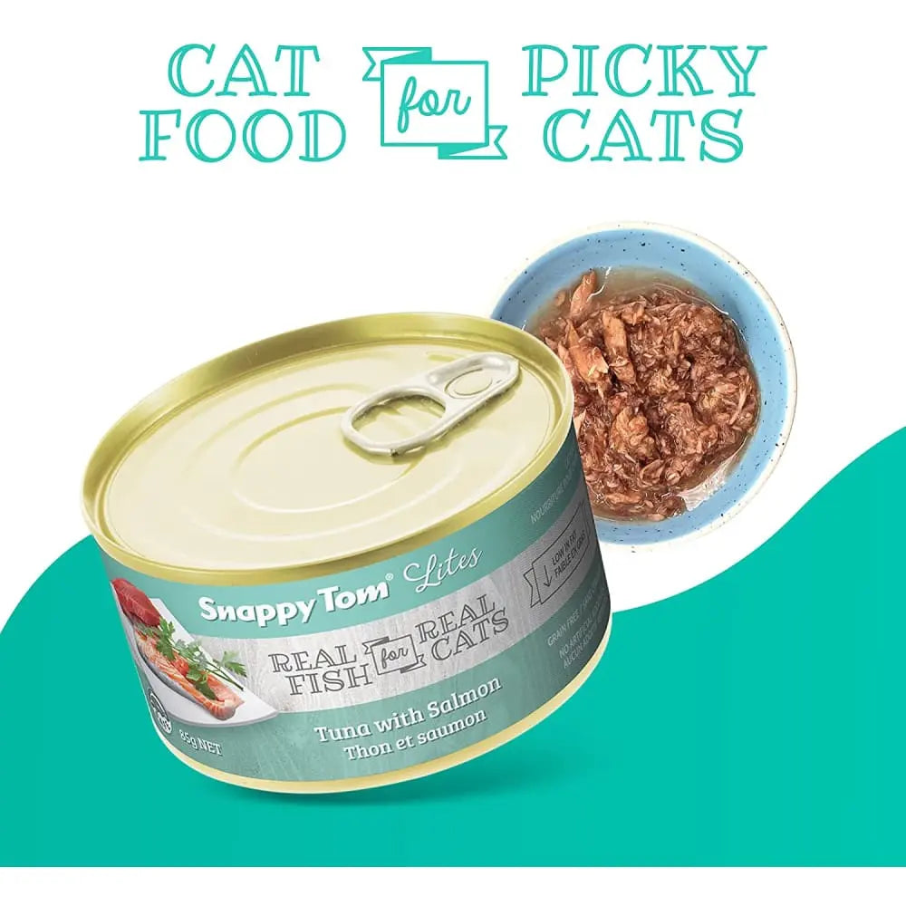 Snappy Tom Low - Calorie Canned Cat Food with Tuna and Salmon