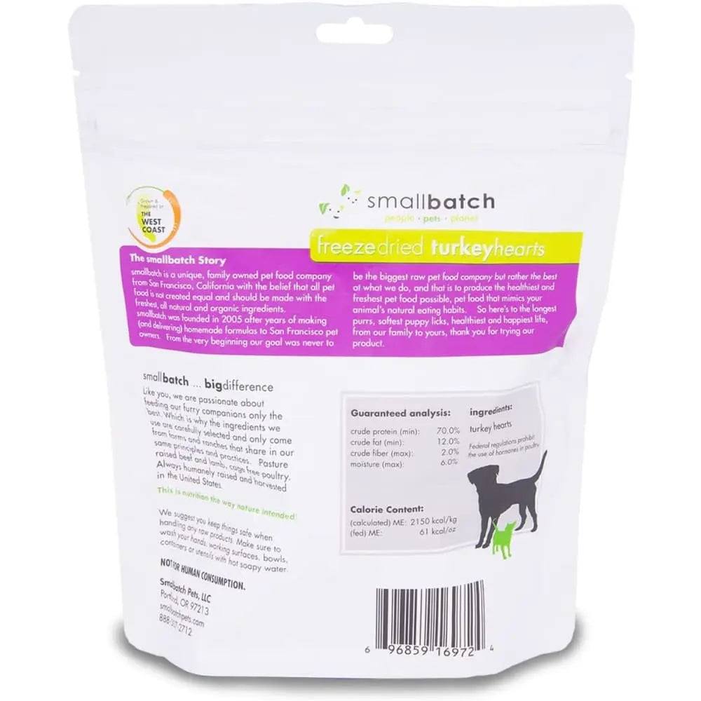 Smallbatch Pets 3.5 oz Premium Freeze - Dried Turkey Heart Treats for Dogs and Cats