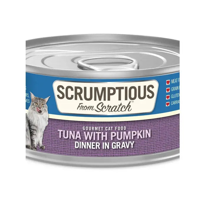 Delectable Handmade Tuna and Pumpkin Dinner in Gravy Packaged Wet Cat Food - 12 Cans of 2.8 oz Each