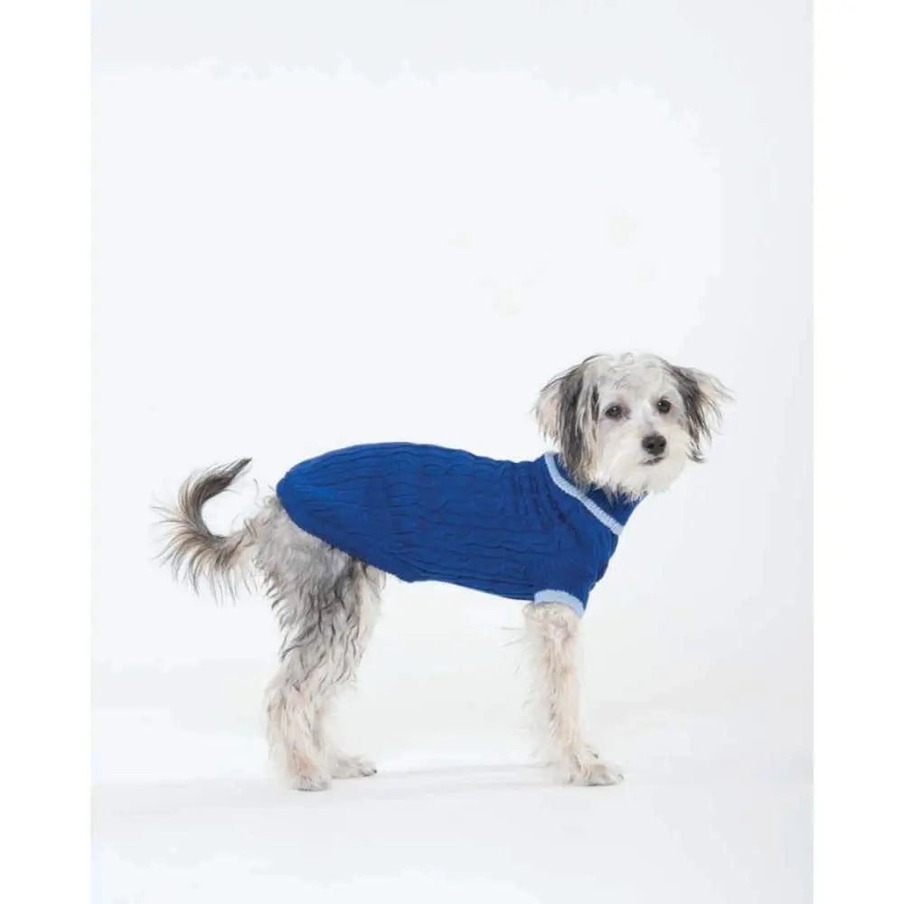 Stylish Cobalt Blue Classic Cable Pattern Dog Sweater for Everyday Wear