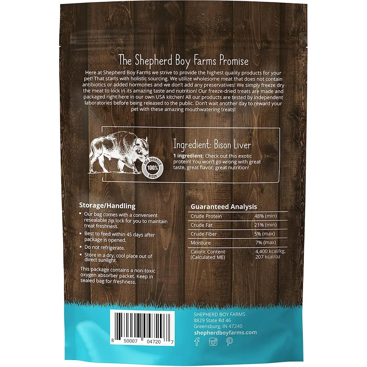 Shepherd Boy Farms Premium Freeze - Dried USA - Sourced Bison Liver Treats for Dogs
