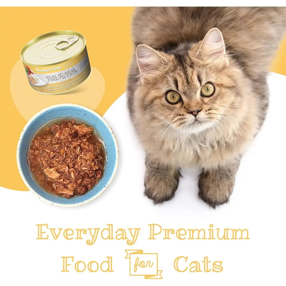 Snappy Tom Lite Canned Cat Food with Tuna, Shrimp, and Calamari - Ideal for Feline Nutrition