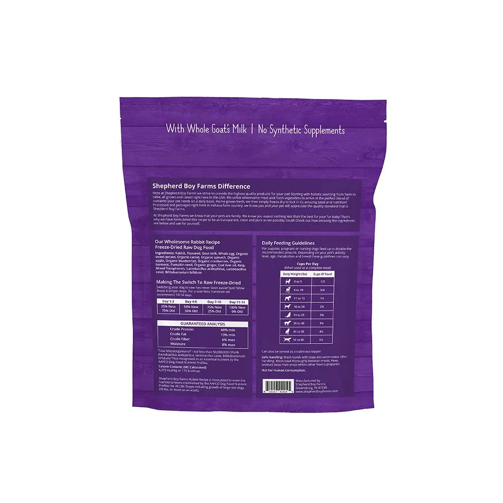 Shepherd Boy Farms Premium Freeze - Dried Dog Food with Rabbit Recipe, 14 - ounce Package