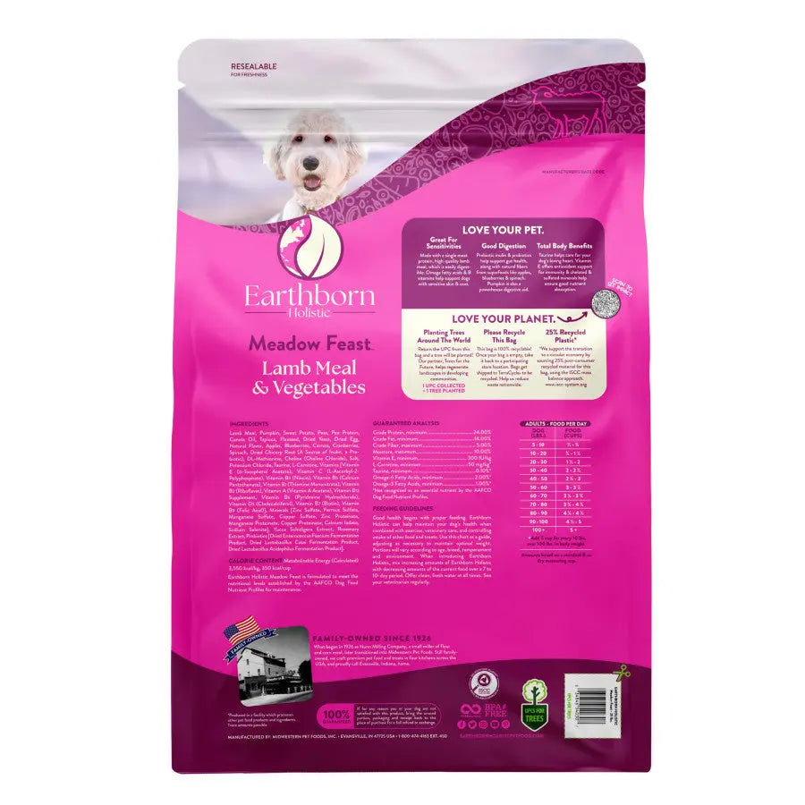 Earthborn Holistic Grain - Free Dry Dog Food: Meadow Feast Lamb Meal & Vegetables Recipe for Dogs