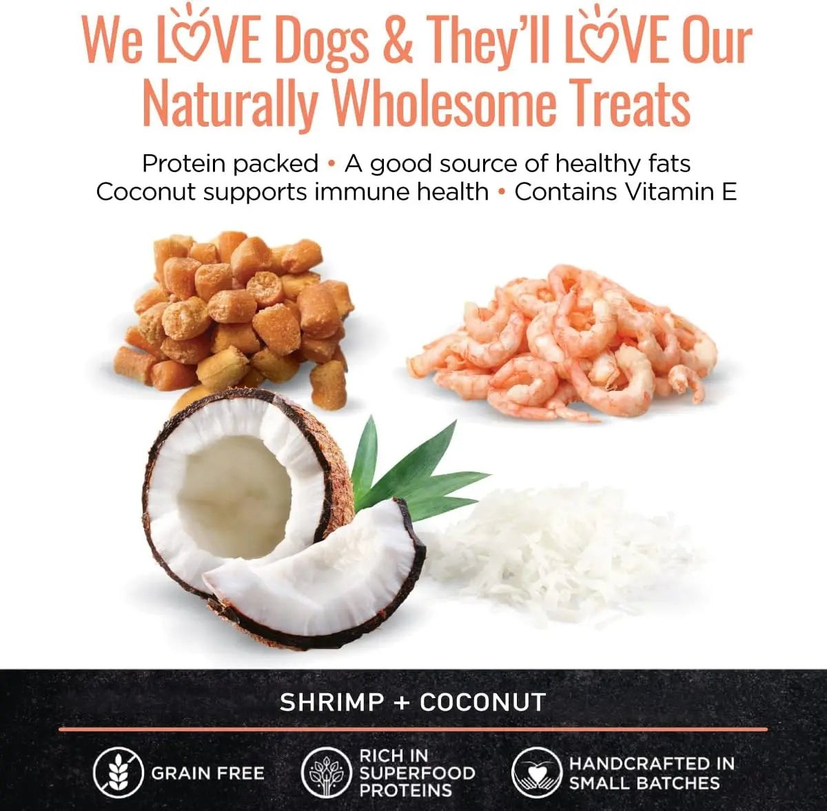 Smart Cookie Grain-Free Soft and Chewy Dog Treats with Shrimp and Coconut, 5 Ounce Pack
