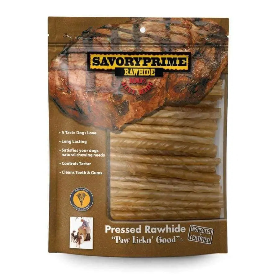 Savory Natural Prime Twist Dog Chew Sticks, 5 inches, Pack of 100