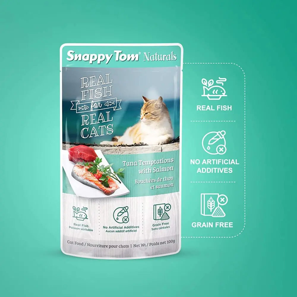 Snappy Tom Naturals Wet Cat Food: Tuna and Salmon Temptations
