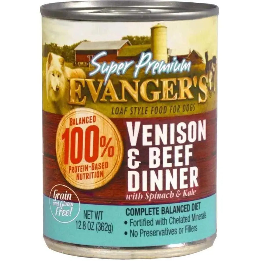 Evanger's Ultra - Premium Limited - Ingredient Venison and Beef Dinner Dog Food Pack of 12 Cans, Each 12.8 Ounces