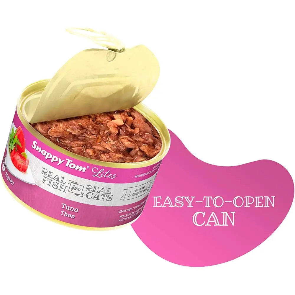 Snappy Tom Lite Tuna Flavored Canned Cat Food, 24 Cans of 3oz Each