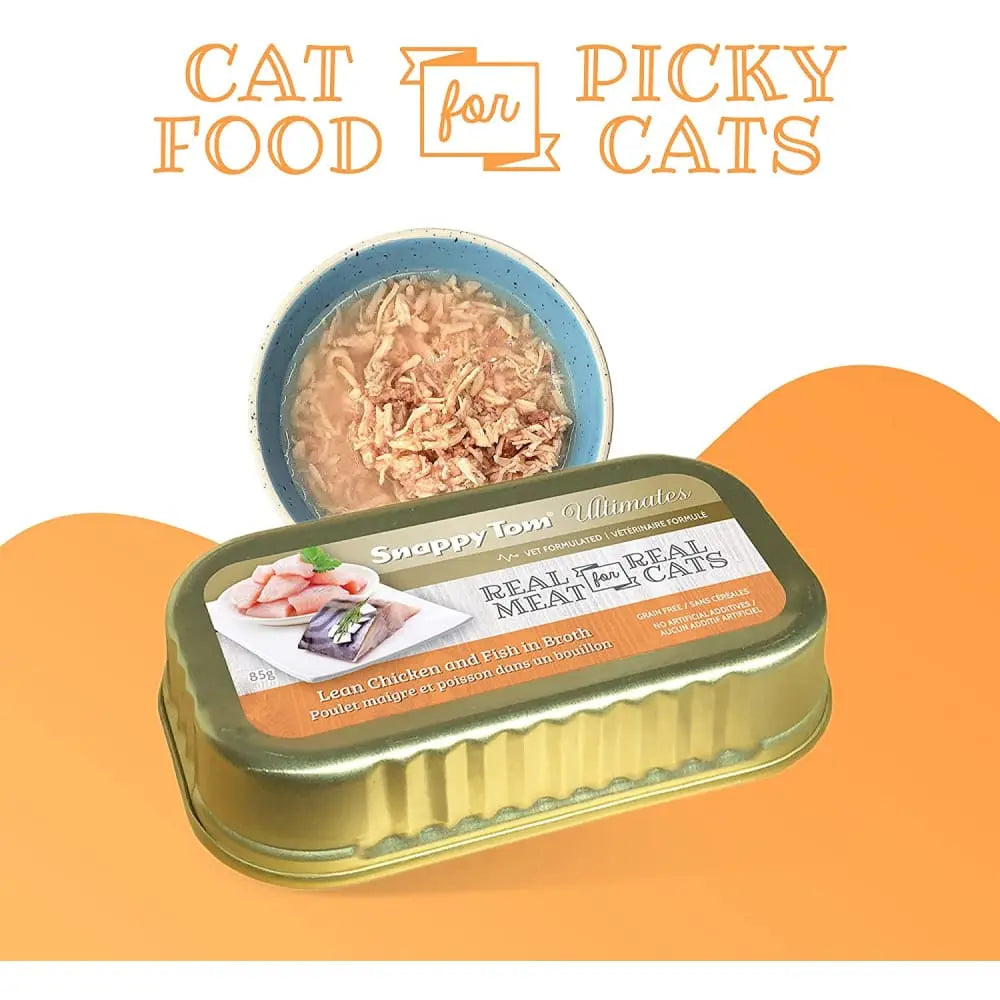 Snappy Tom Ultimates 3oz Canned Lean Chicken and Fish in Broth Cat Food (Pack of 12)