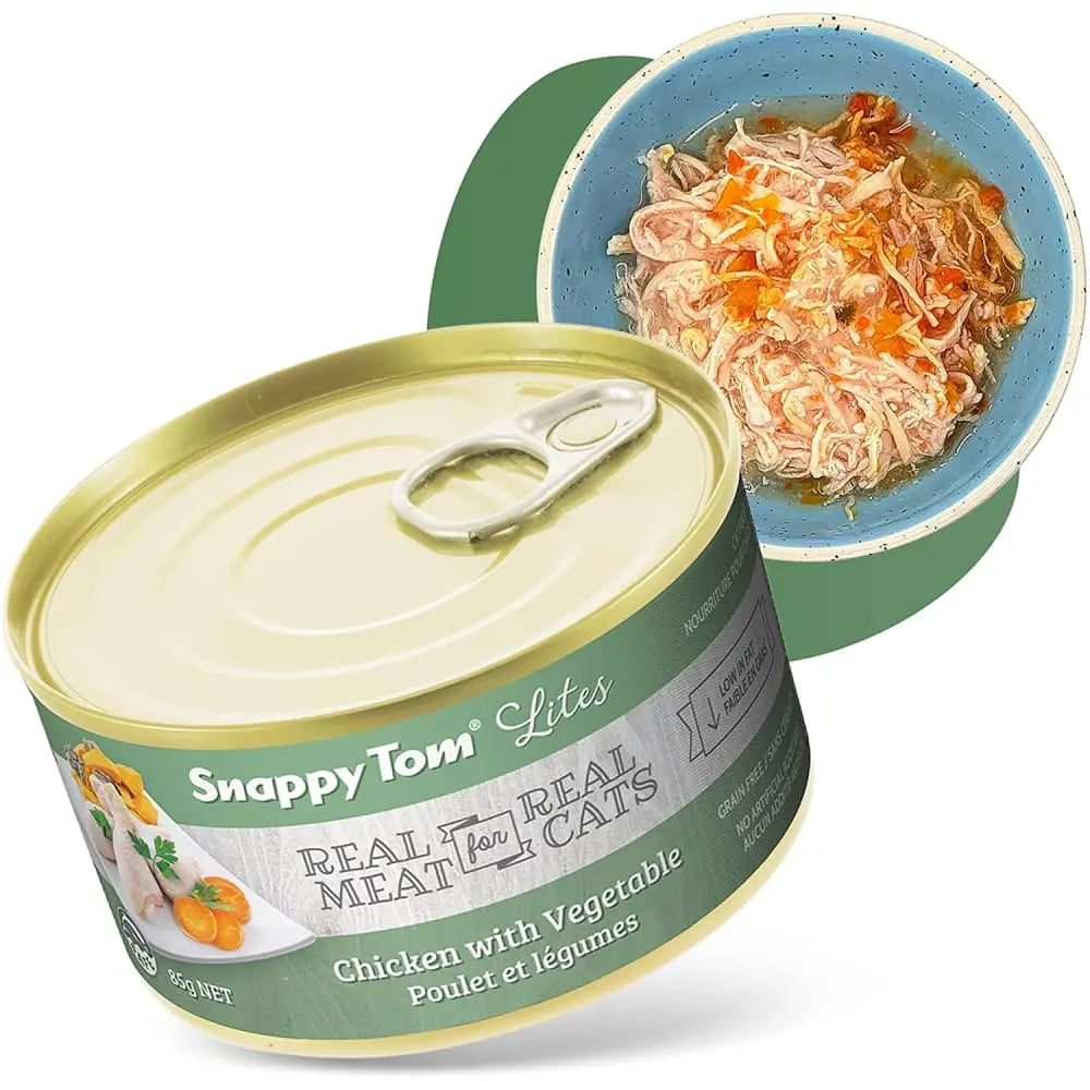 Snappy Tom Lite Canned Cat Food - 24 Cans of 3oz Chicken with Vegetables
