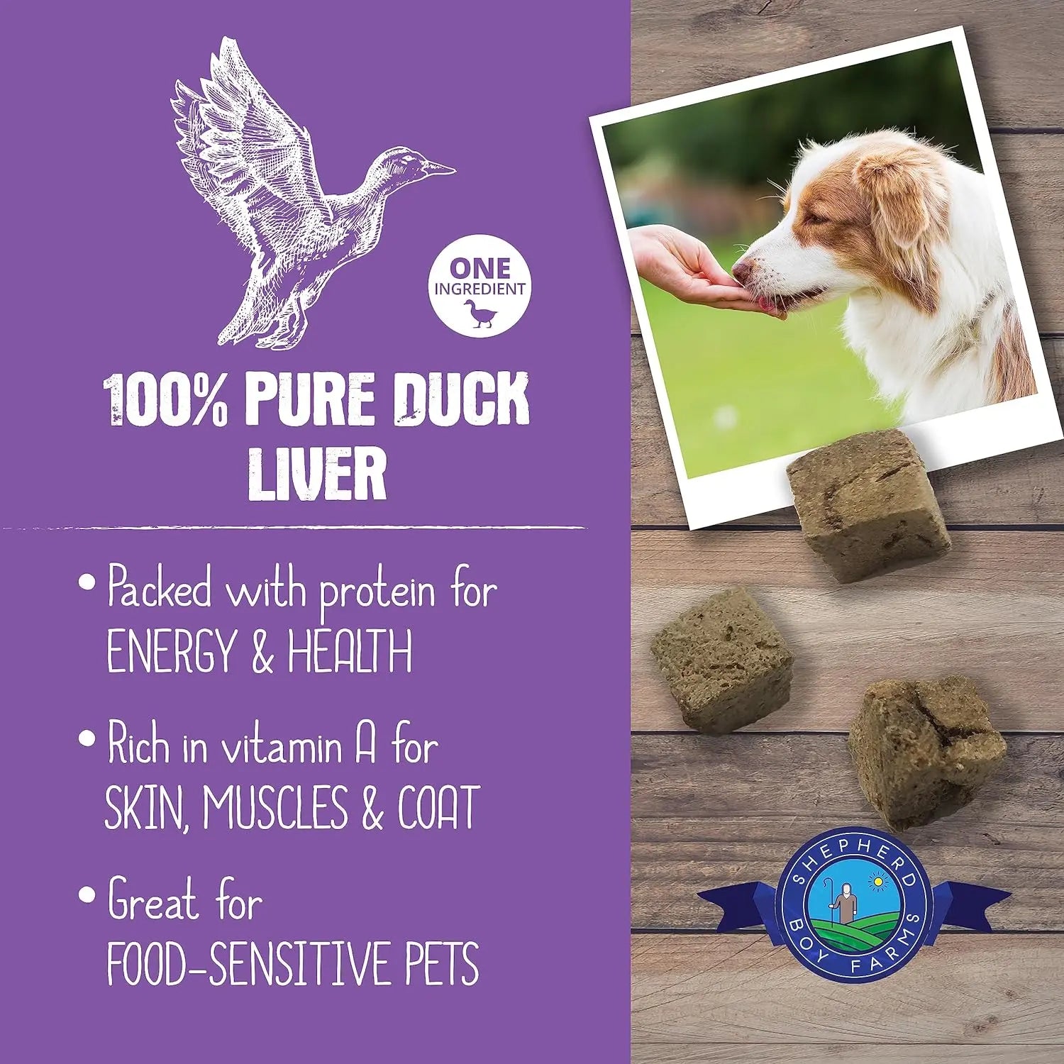 Shepherd Boy Farms Premium Freeze - Dried Duck Liver Canine Treats for Dogs of All Ages