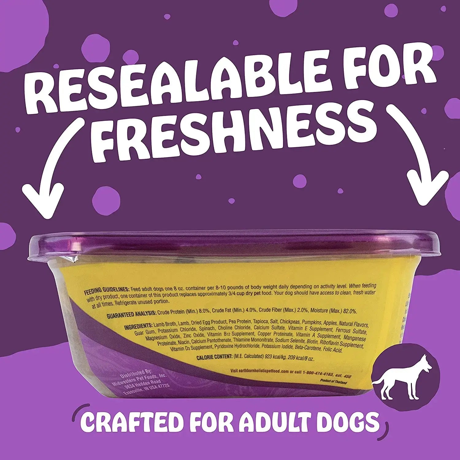 Earthborn Holistic Lily's Gourmet Buffet Grain-Free Lamb Wet Dog Food in Sauce - Pack of 8 Cans, 8 Ounces Each