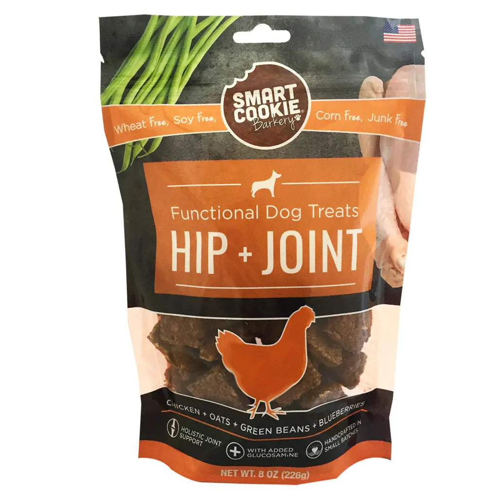 Premium Smart Cookie Hip and Joint Support Dog Treats - 8oz Chicken Biscuits with Glucosamine Specially Designed for Senior Dogs