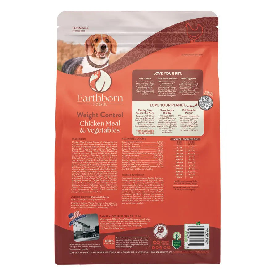 Earthborn Holistic Grain-Free Dry Dog Food for Weight Control with Chicken Meal & Veggies