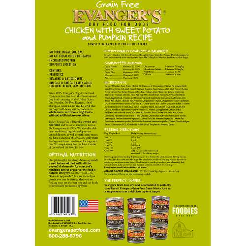 Evanger's High - Quality Grain - Free Dry Dog Food with Chicken, Sweet Potato & Pumpkin