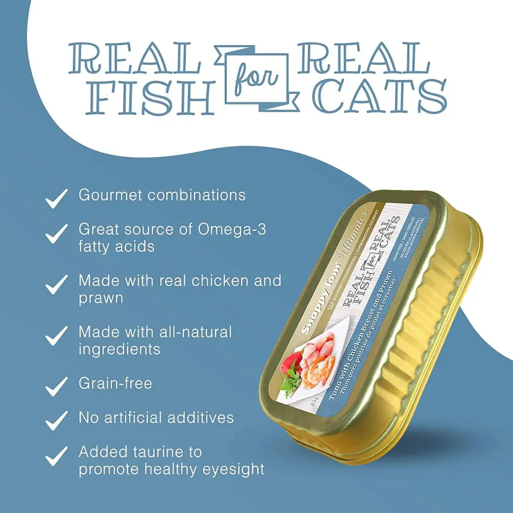 Snappy Tom Ultimates: Fresh Tuna, Chicken Breast & Prawn Canned Cat Food (12 x 3oz)