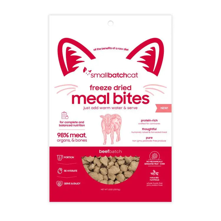 10oz Small Batch Freeze-Dried Beef Meal Bites for Cats - Complete Nutrition