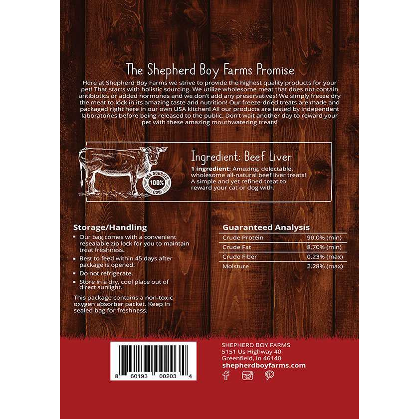 Premium Freeze-Dried Beef Liver Dog Treats from Shepherd Boy Farms - A Nutritious Delight for Your Canine Companion