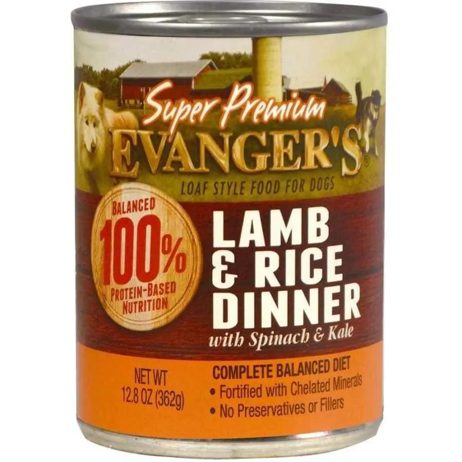 Evanger's High - Quality 12.8 - oz Canned Lamb & Rice Dinner Dog Food, Case of 12