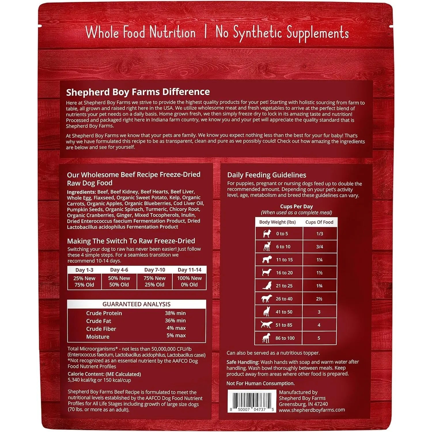 Shepherd Boy Farms Premium Freeze - Dried Beef - Based Recipe Dog Food, 14 - Ounce Package
