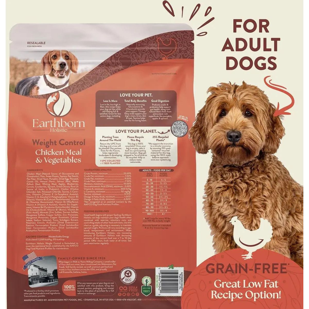 Earthborn Holistic Grain-Free Dry Dog Food for Weight Control with Chicken Meal & Veggies