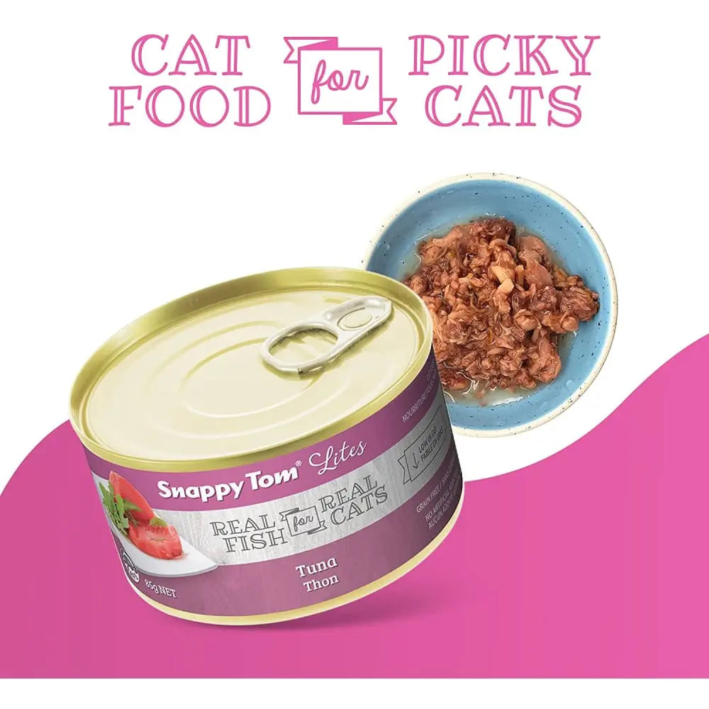Snappy Tom Lite Tuna Flavored Canned Cat Food, 24 Cans of 3oz Each