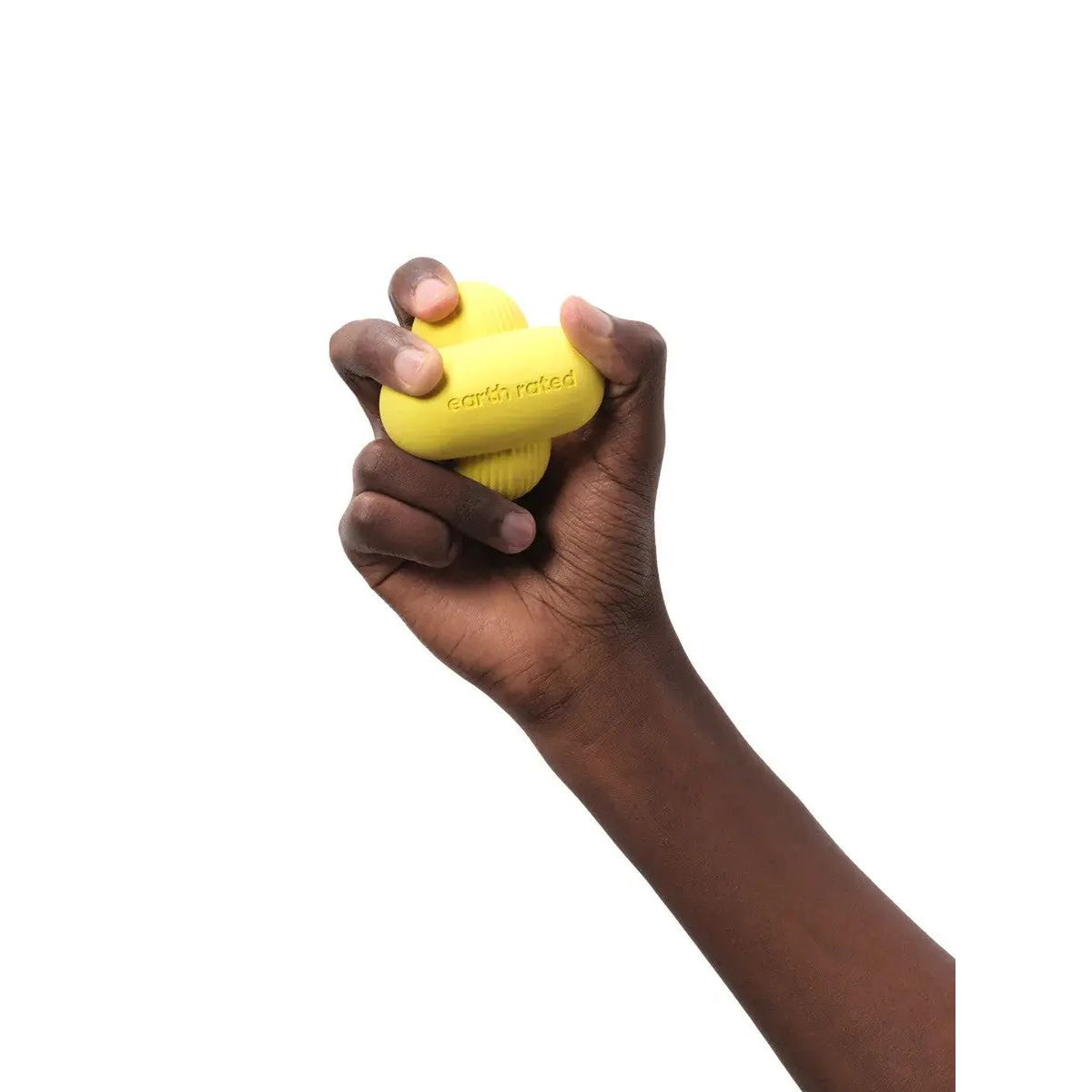 Earth Rated Yellow Rubber Dog Fetch Toy with Unique Bubble Knot Design