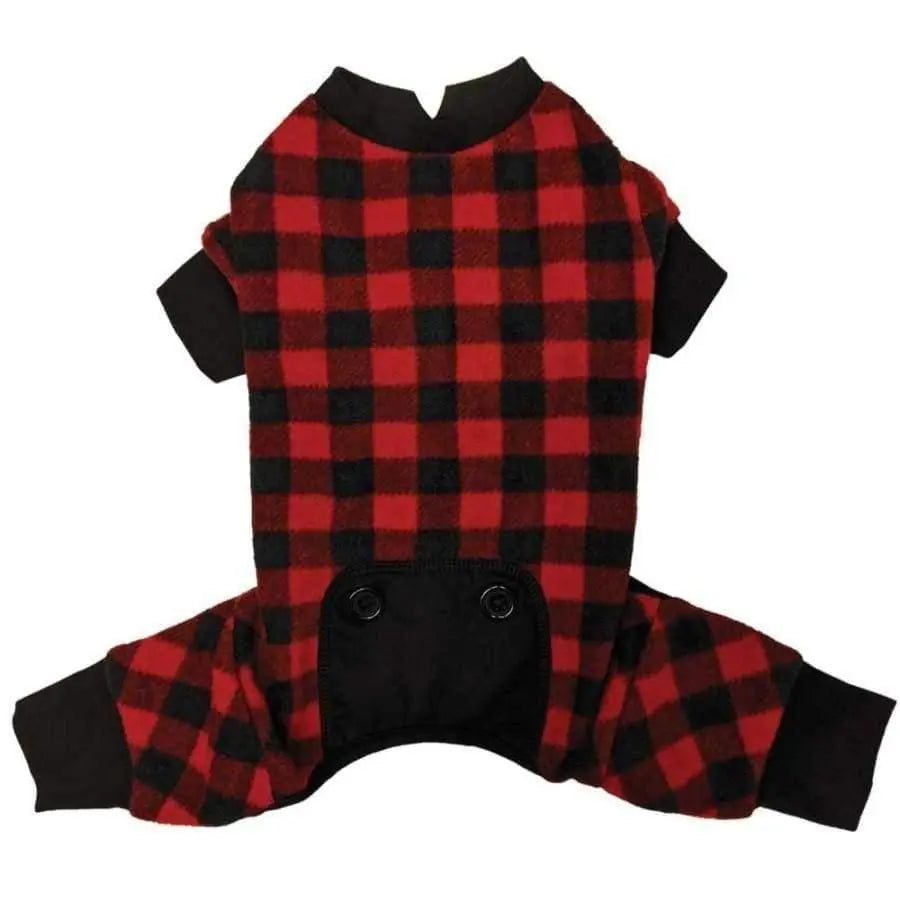 Stylish Red Buffalo Plaid Fashionable Pet Dog Pajamas for a Cozy Look