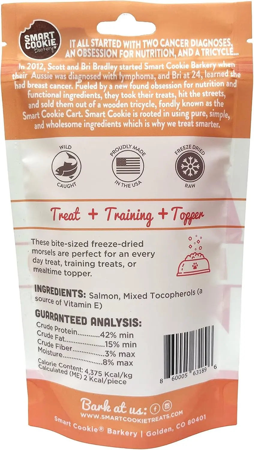 2oz Smart Cookie Premium Freeze - Dried Wild Salmon Treats for Dogs
