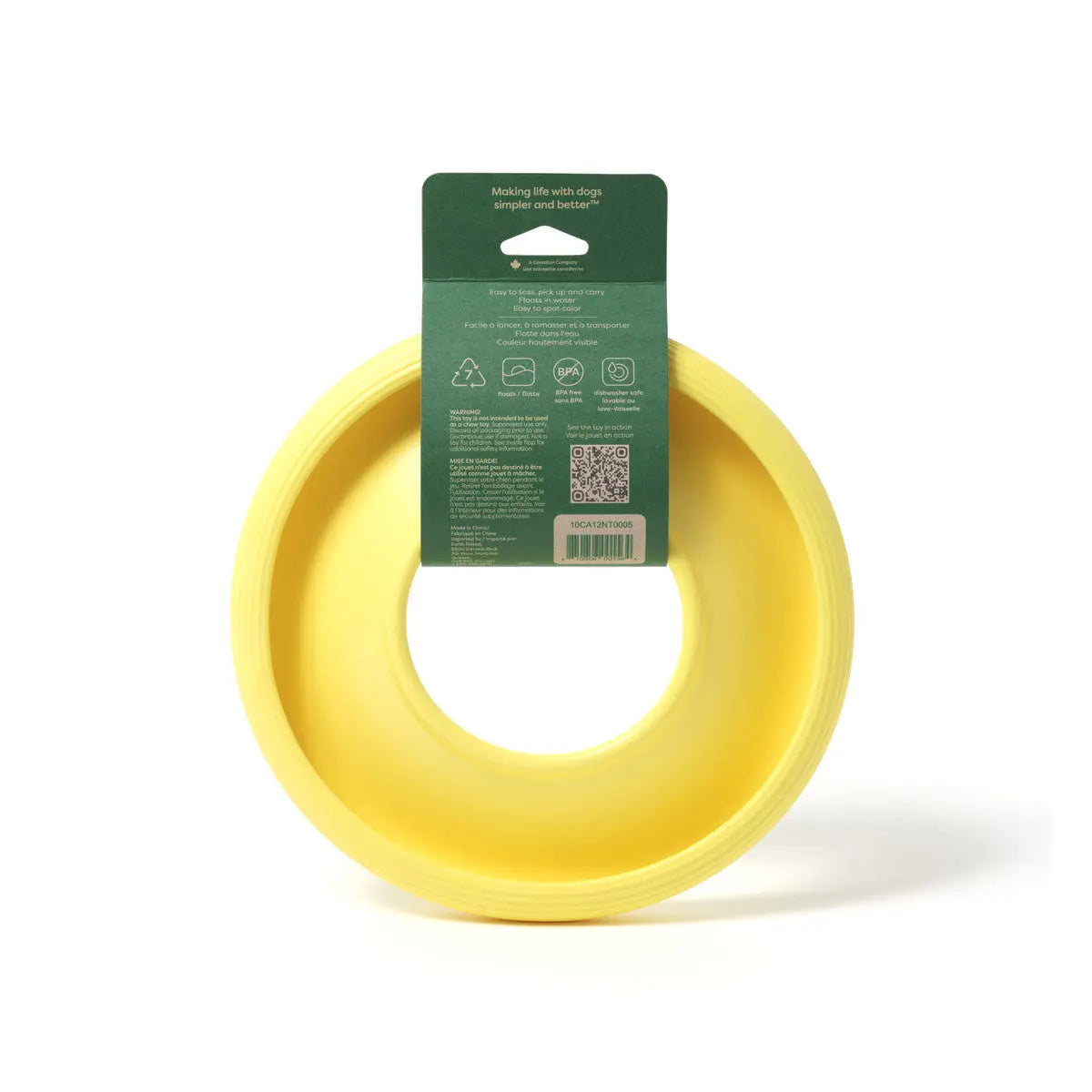 Earth Rated Yellow TPE Dog Flying Disc Toy for Interactive Play