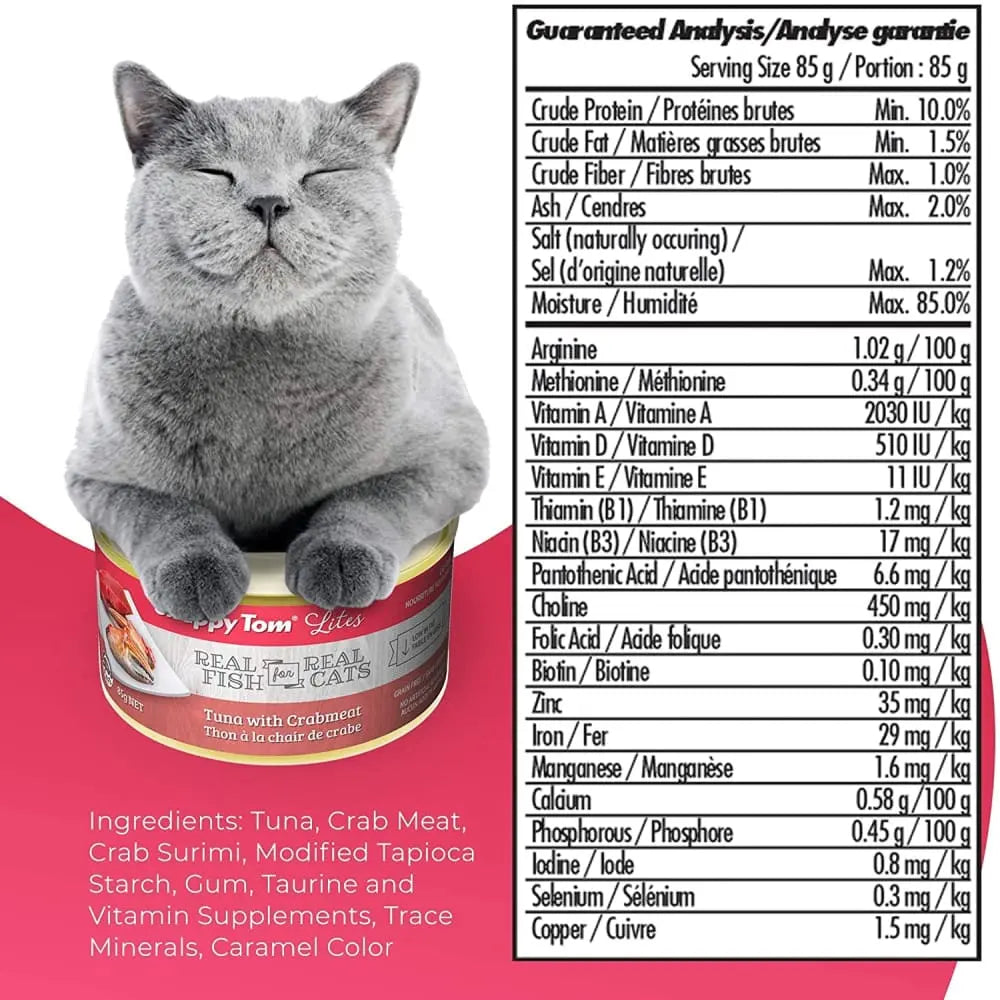 Snappy Tom Lite Canned Cat Food: Tuna with Crabmeat Delight