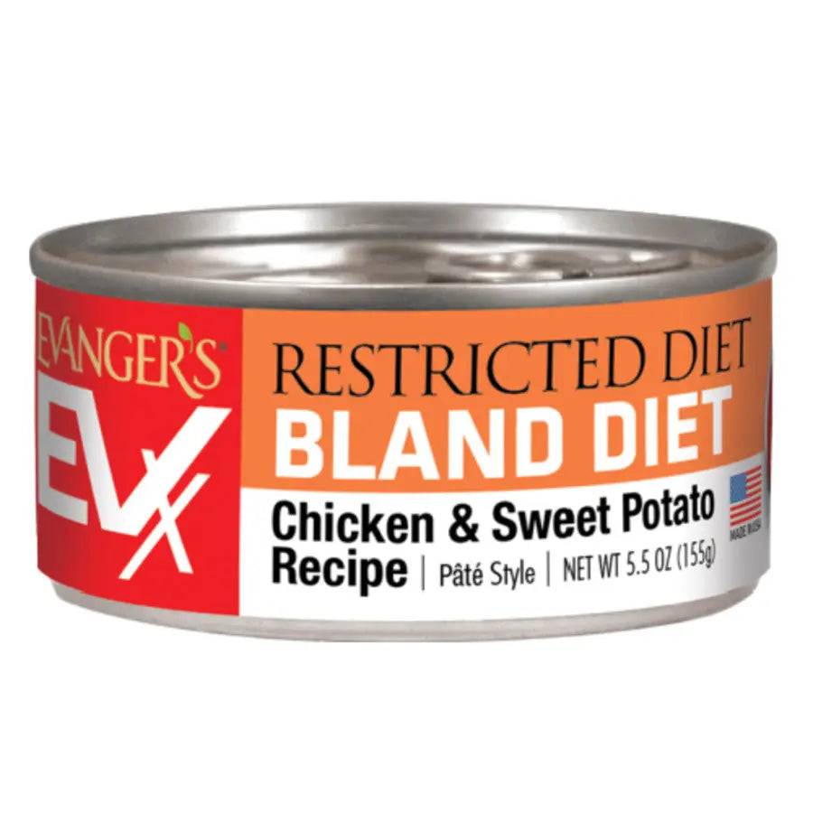 Evanger's EVx Restricted Diet Bland Wet Cat Food with Chicken and Sweet Potato - Pack of 24 Cans, Each 5.5 Ounces