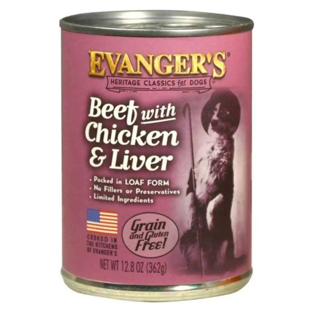 Evanger's Heritage Classic Canned Dog Food - Beef, Chicken & Liver - 12 Cans, Each 12.8 oz