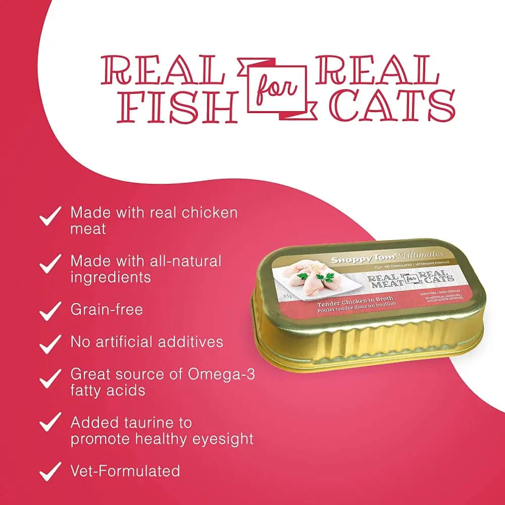 Snappy Tom Ultimates High - Quality Tender Chicken in Broth Canned Cat Food for Feline Nutrition