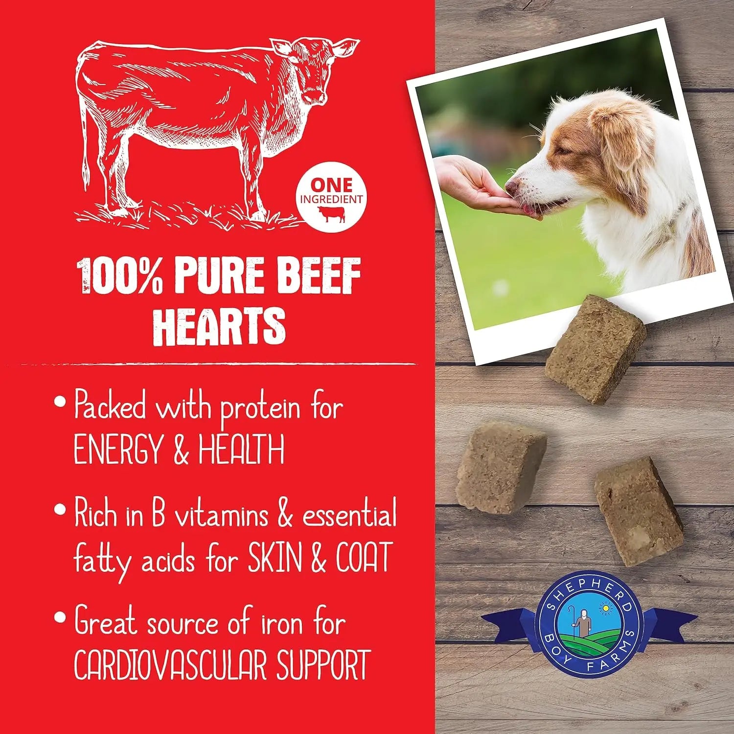 Shepherd Boy Farms Premium Freeze - Dried Beef Heart Delicacies for Dogs