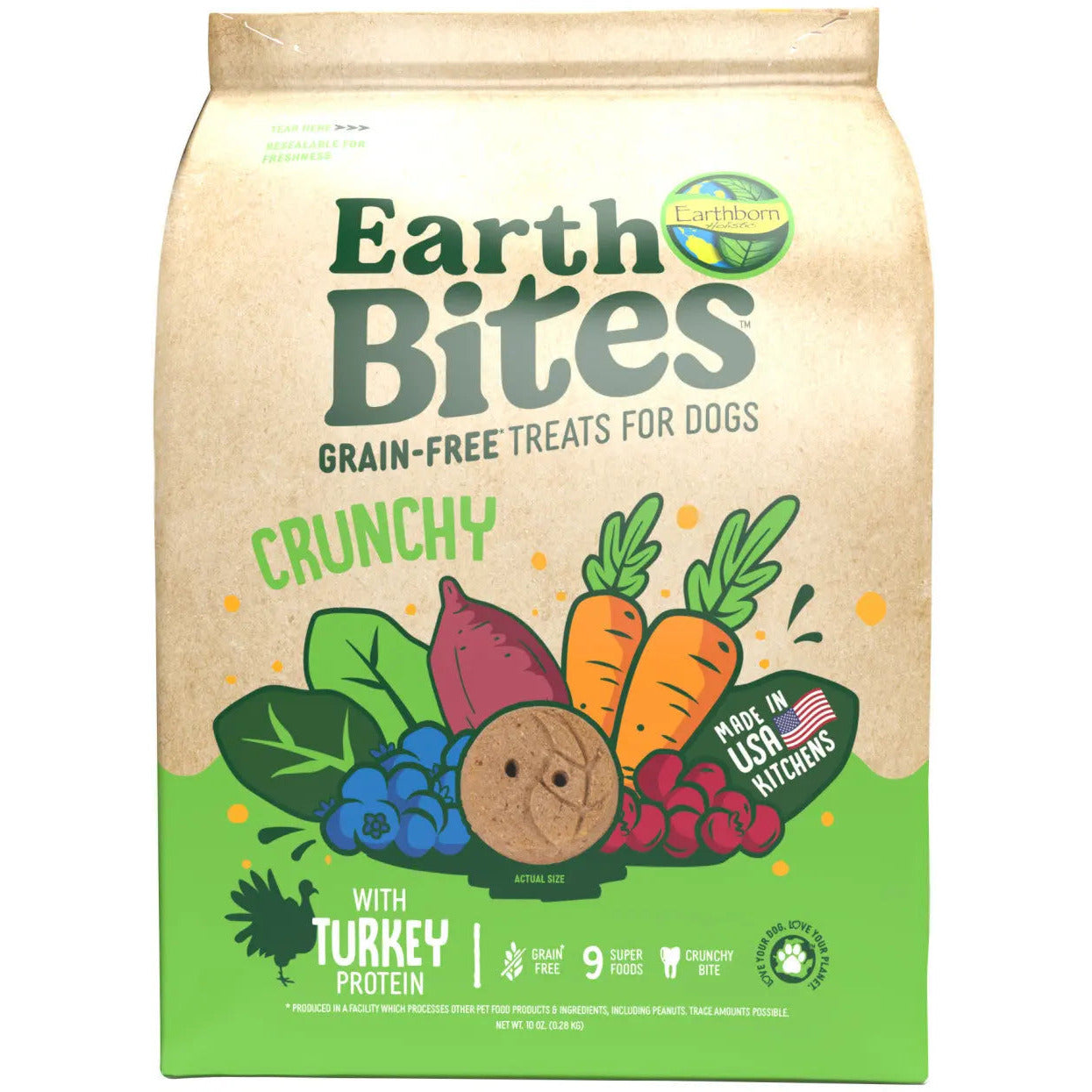 Earthborn Holistic EarthBites Premium Crunchy Dog Treats - Grain - Free Salmon Protein Biscuits for Dogs