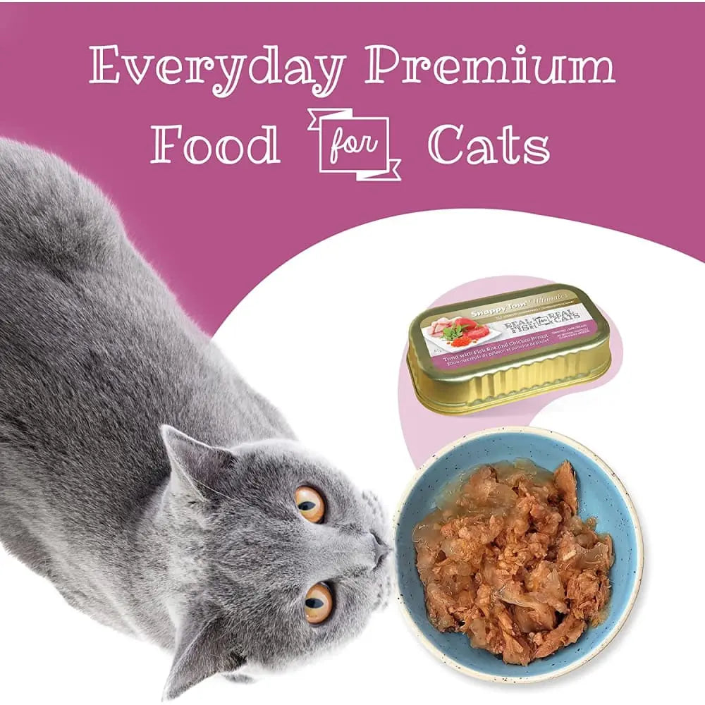 Snappy Tom Ultimates Premium Canned Cat Food - Fresh Tuna with Fish Roe and Chicken Breast, 12 Cans of 3 Ounces Each