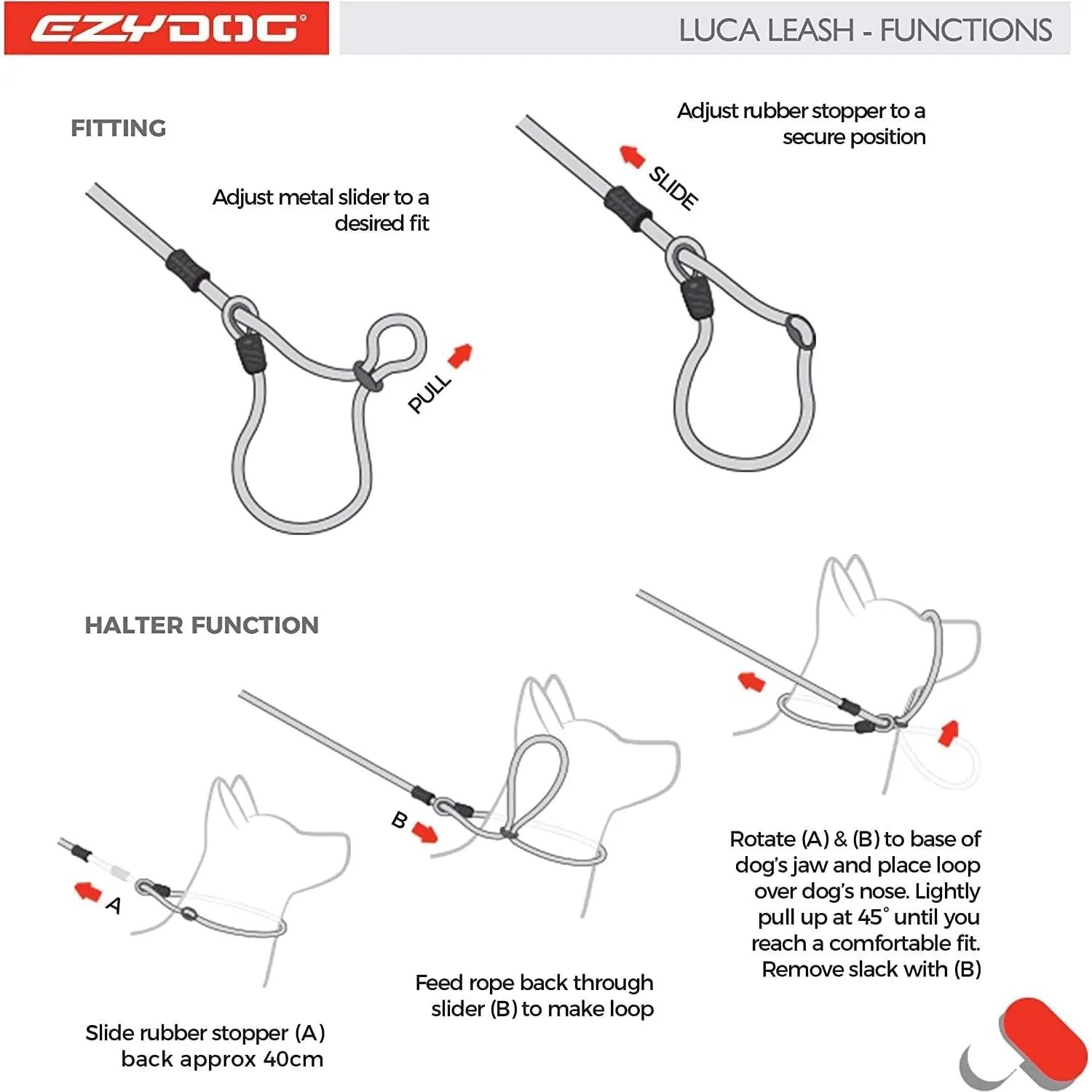 EzyDog Luca All-in-One Slip Collar and Climbing Rope Dog Leash Combination for a Superior Canine Walking Experience