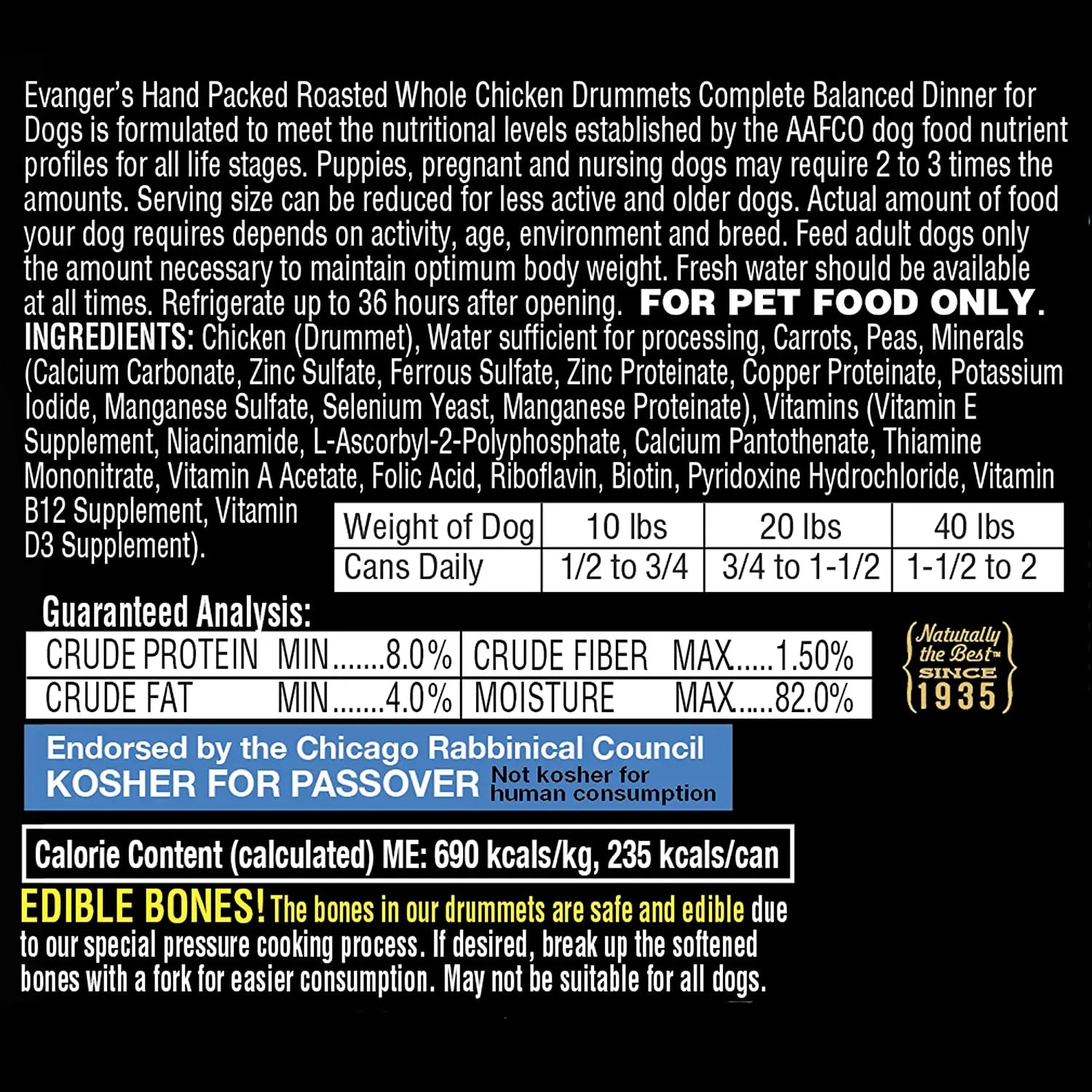 Evanger's Hand-Packed Roasted Chicken Drummet Gourmet Dinner Canned Dog Food - Pack of 12 Cans, Each 12 Ounces
