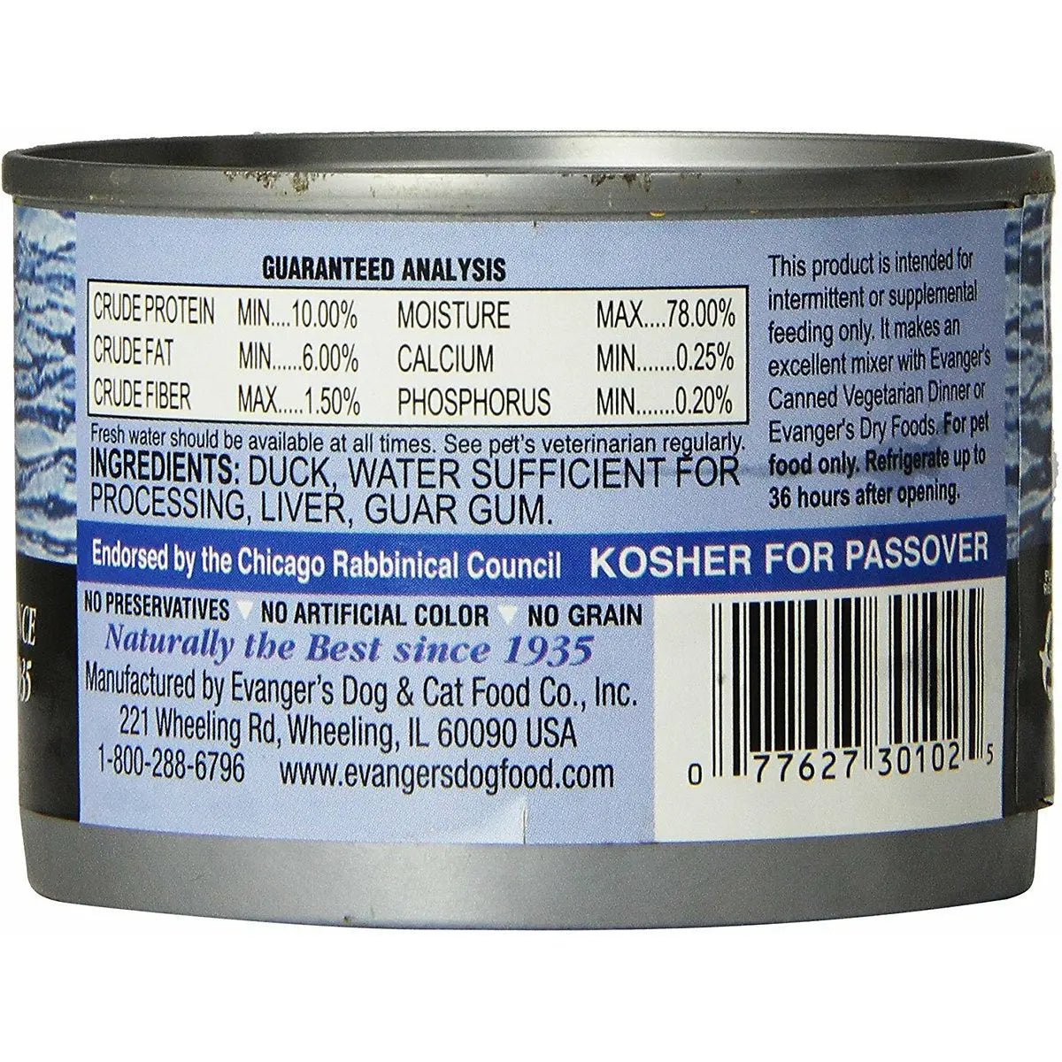 Evanger's 6-oz Grain-Free Duck Canned Food for 24 Dogs & Cats