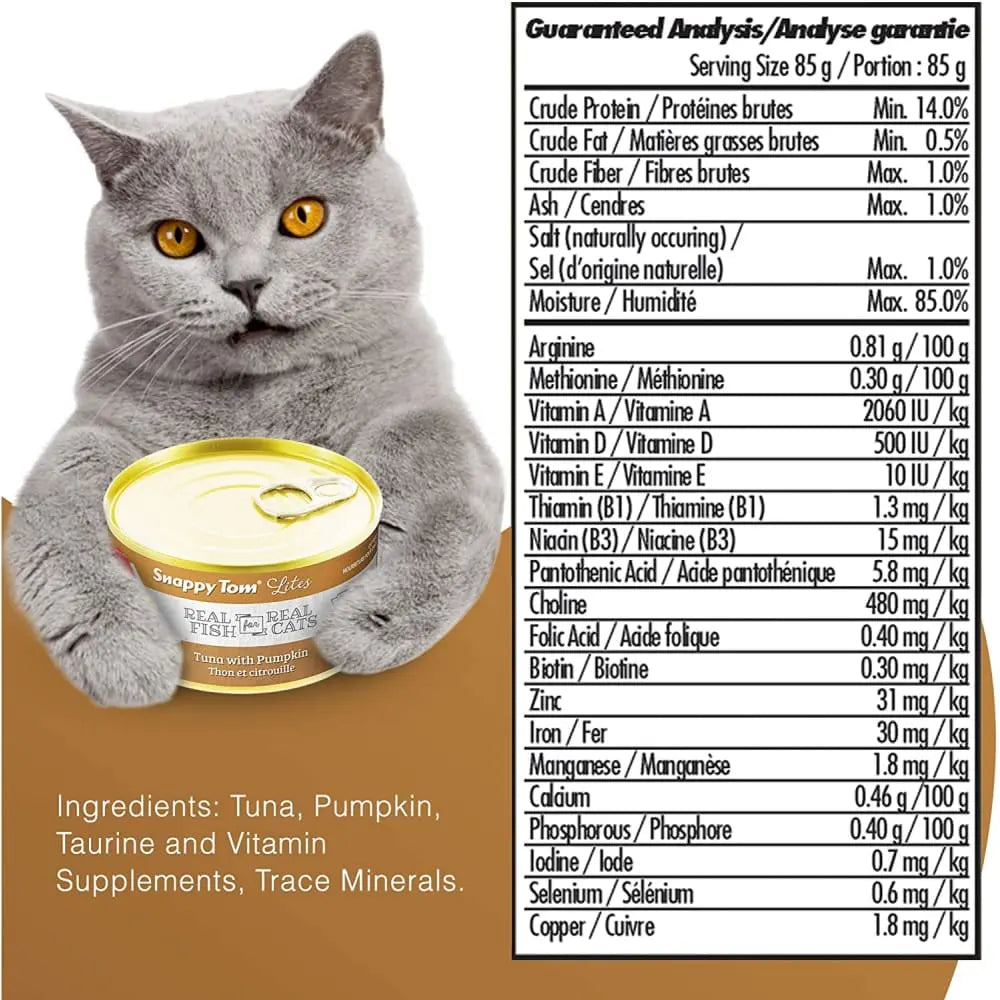 Snappy Tom Lite Canned Cat Food with Tuna and Pumpkin - Ideal Diet for Feline Friends