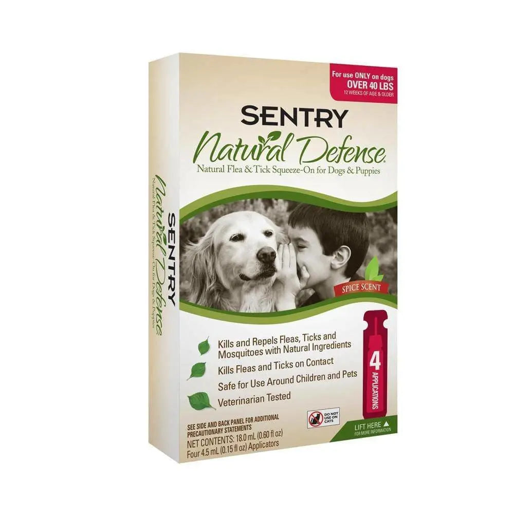 Sentry® Natural Defense Flea and Tick Squeeze-On Treatment for Large Dogs (40 Lbs and Over), Pack of 4