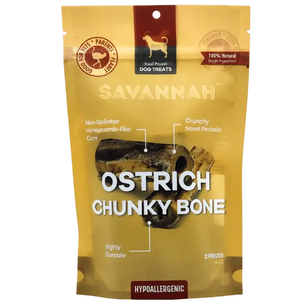 Savannah Allergen - Free Long - lasting Natural Ostrich Chunky Bones for Dogs