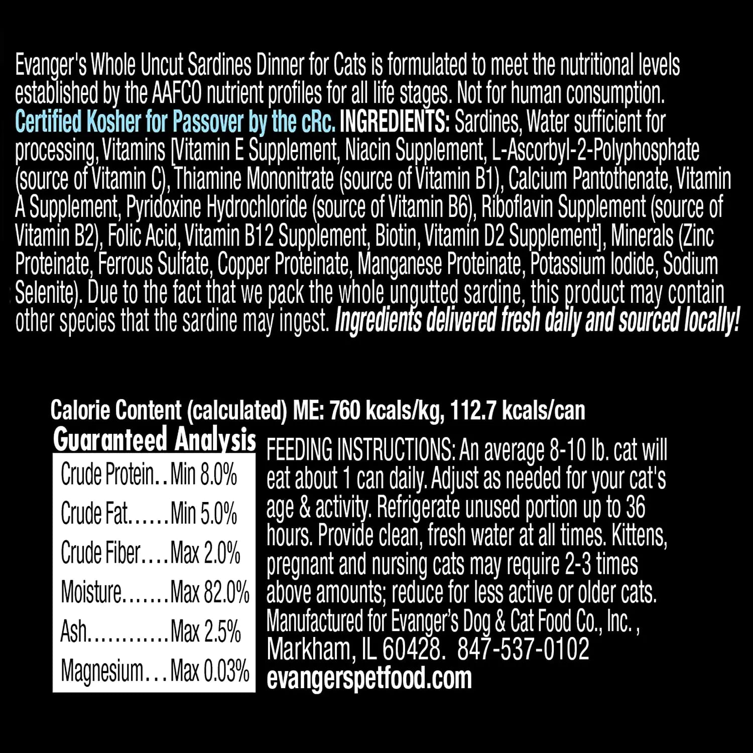 Evanger's Premium Hand Packed Whole Uncut Sardines Canned Wet Cat Food - 24 Cans, Each 5.5 Ounces