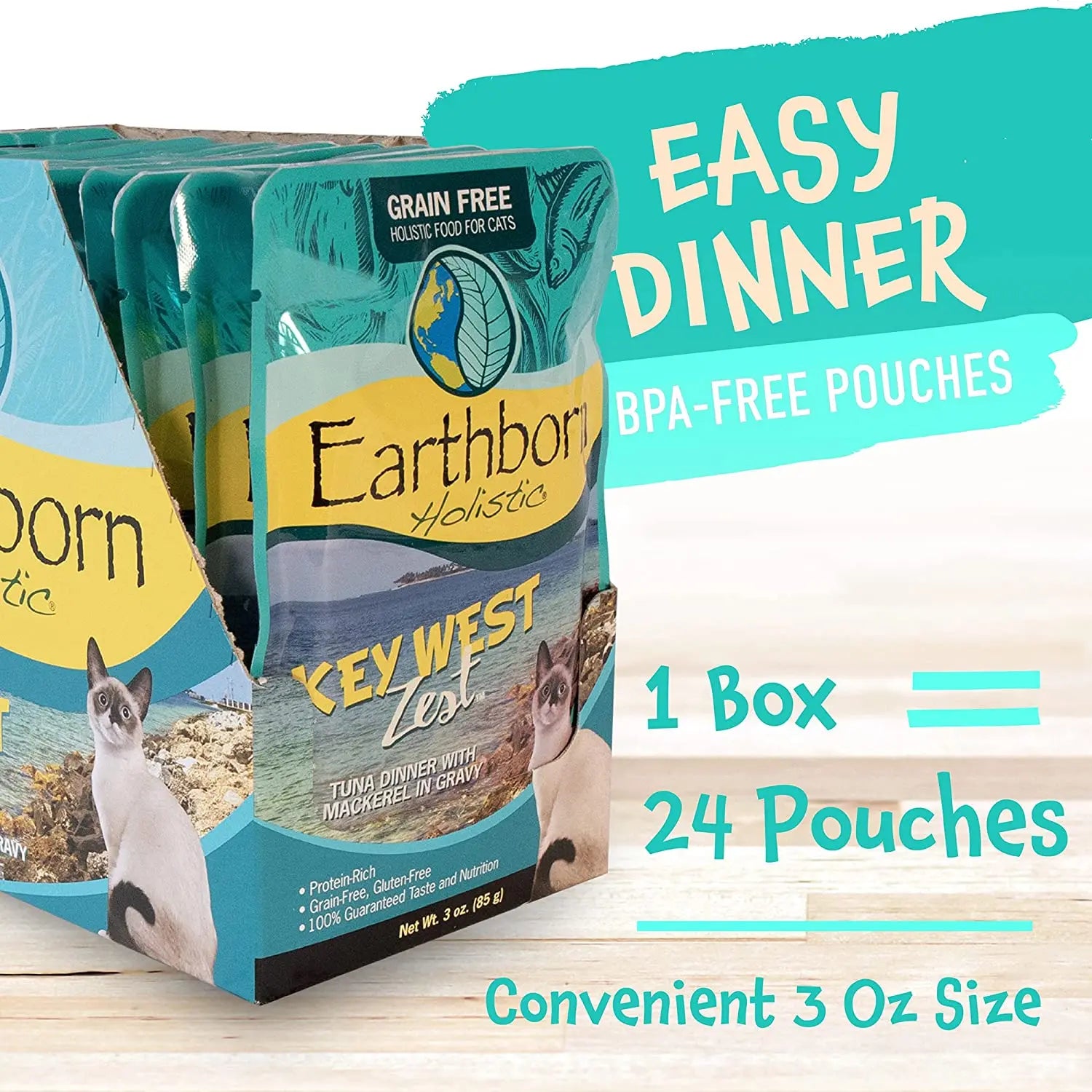 Earthborn Holistic Grain-Free 24-Pack 3 oz Wet Cat Food with Key West Zest