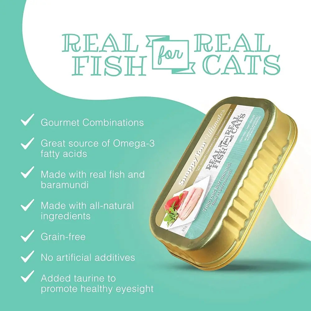 Snappy Tom Ultimates Premium Fresh Tuna and Barramundi Wet Cat Food, Pack of 12 Cans, 3 Ounces Each
