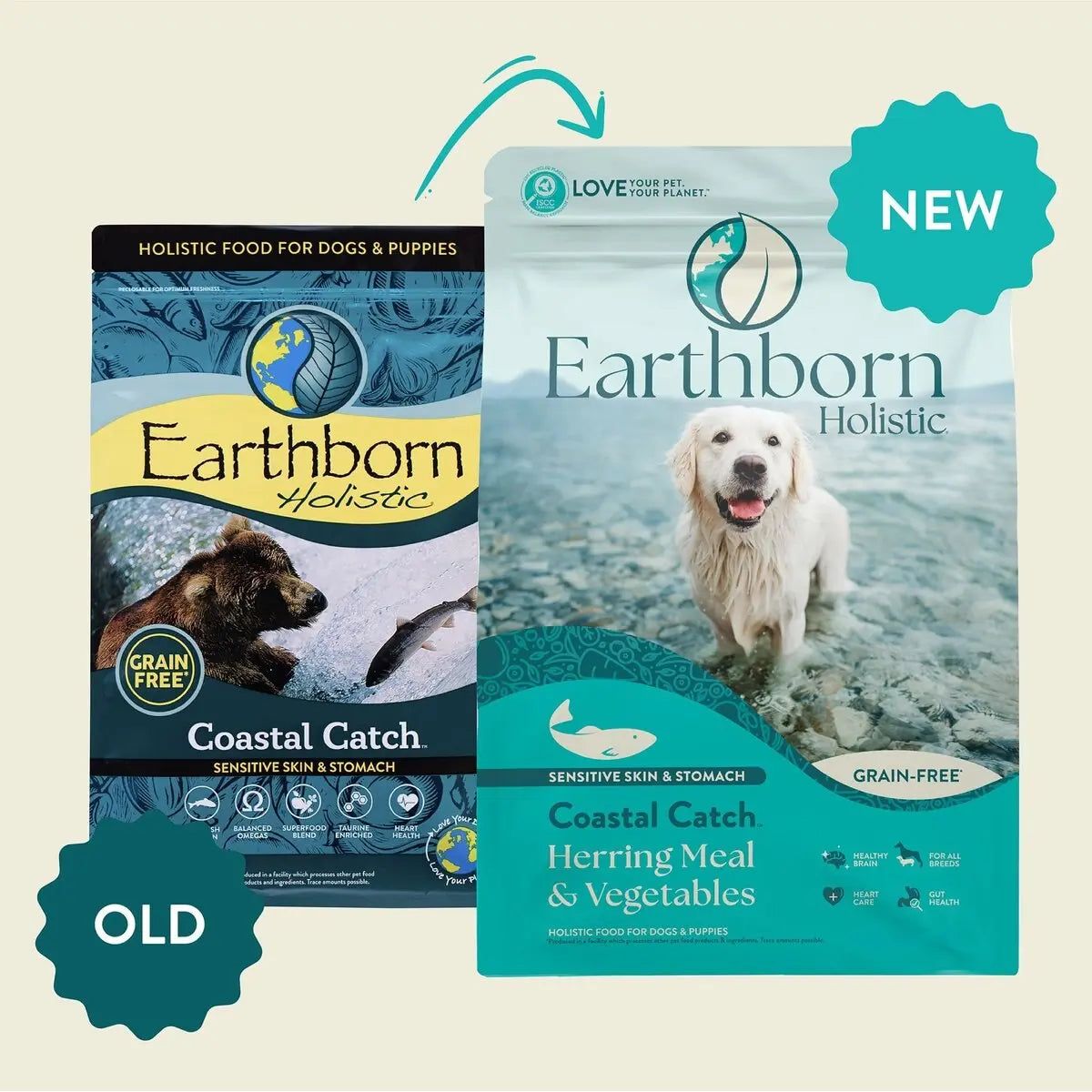 Earthborn Holistic Coastal Catch Premium Grain-Free Dry Dog Food with Herring Meal and Vegetables for Dogs of All Ages